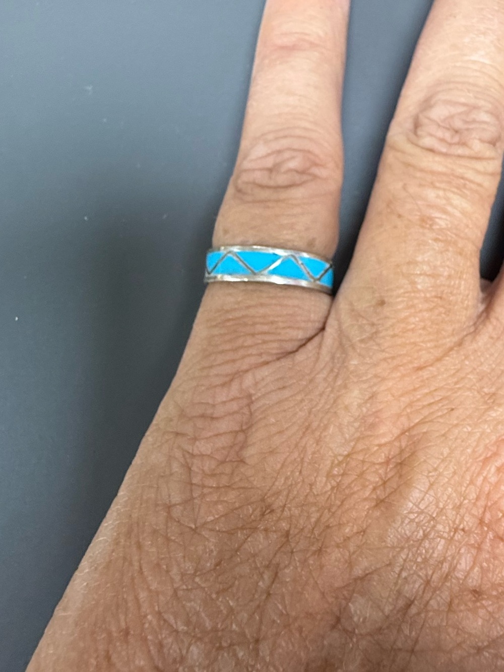 Turquoise Inlay Silver Band Ring